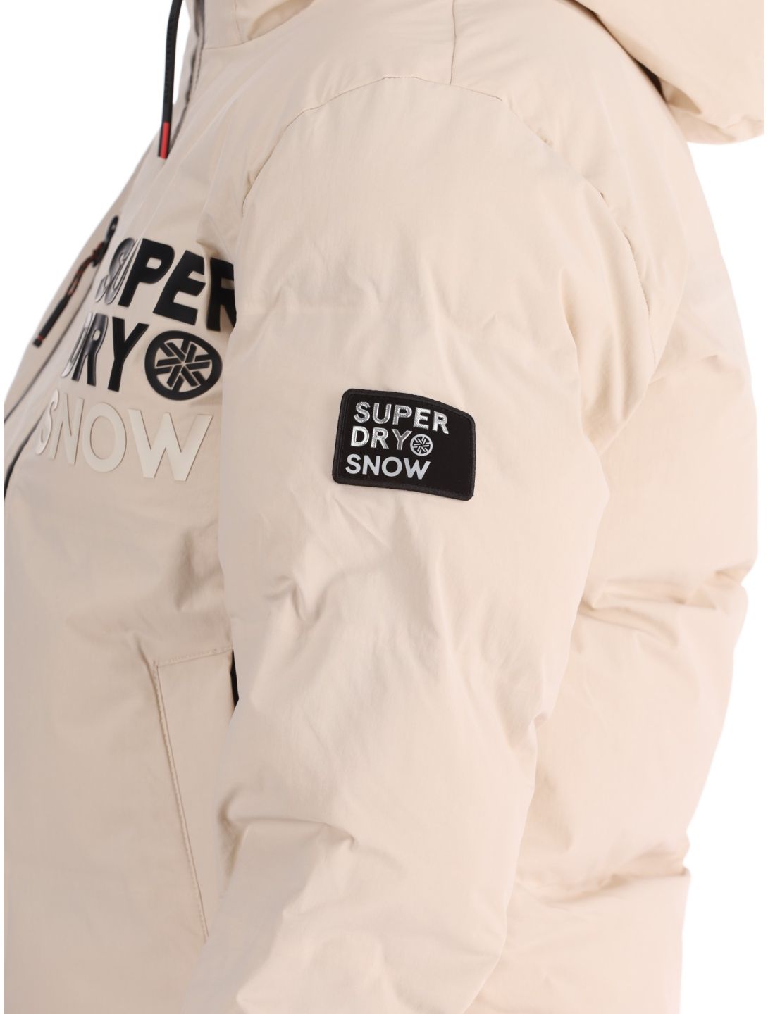 Superdry, Hooded Ski Boxy Puffer ski-jas dames Off Grey grijs 