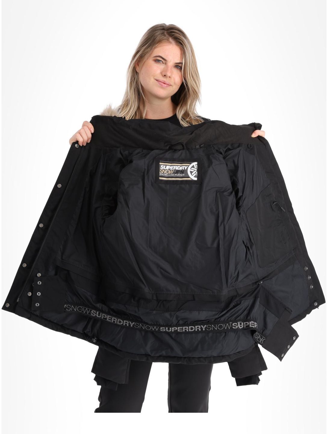 Superdry, Ski Luxe Puffer ski-jas dames Black zwart 