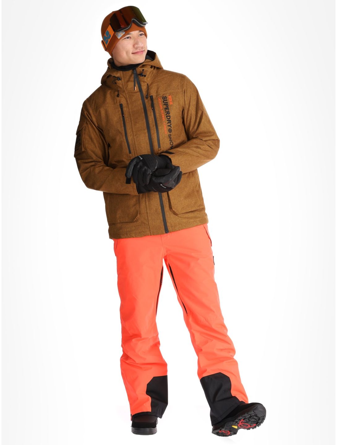 Superdry, Ski Peak Rescue ski-jas heren Tobacco Brown Marl bruin 