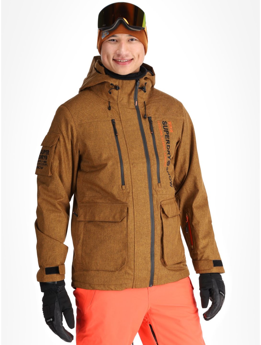 Superdry, Ski Peak Rescue ski-jas heren Tobacco Brown Marl bruin 