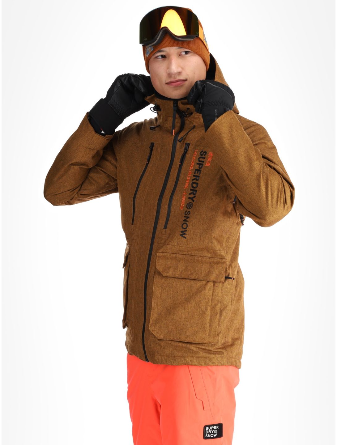 Superdry, Ski Peak Rescue ski-jas heren Tobacco Brown Marl bruin 