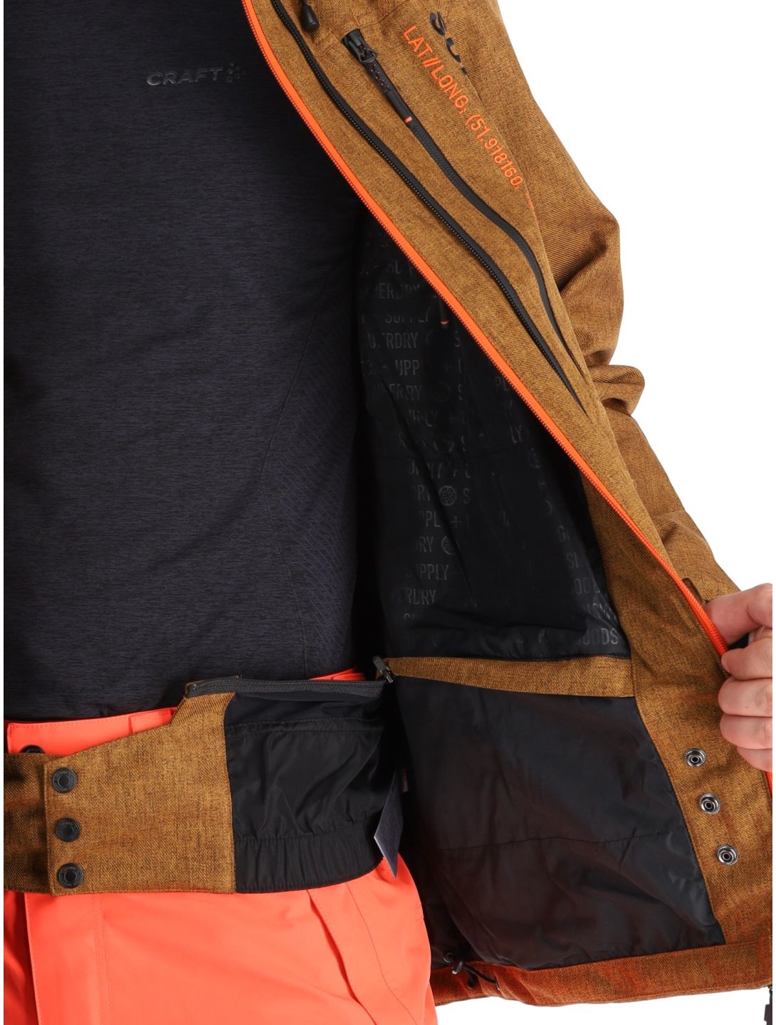 Superdry, Ski Peak Rescue ski-jas heren Tobacco Brown Marl bruin 