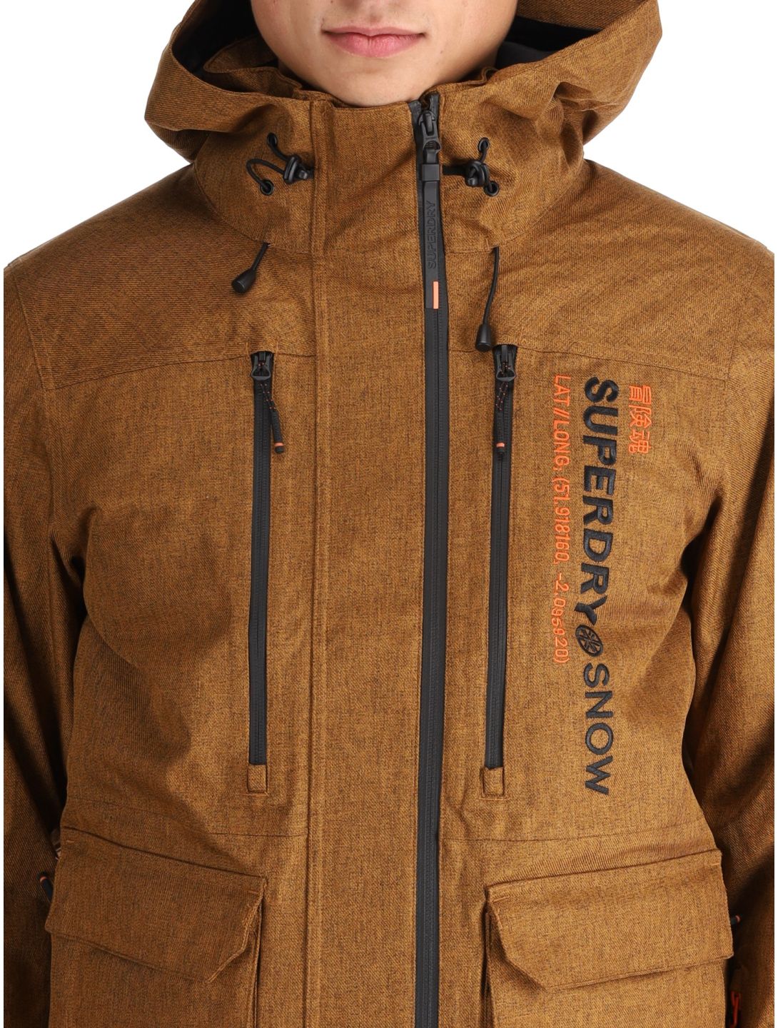 Superdry, Ski Peak Rescue ski-jas heren Tobacco Brown Marl bruin 