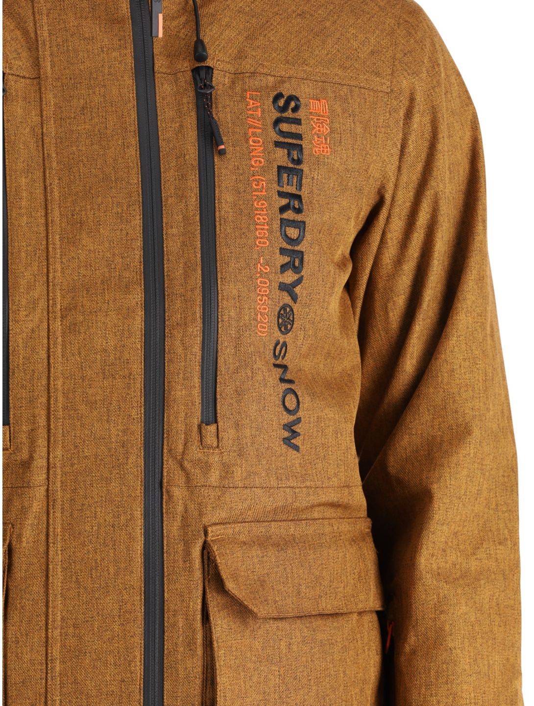 Superdry, Ski Peak Rescue ski-jas heren Tobacco Brown Marl bruin 