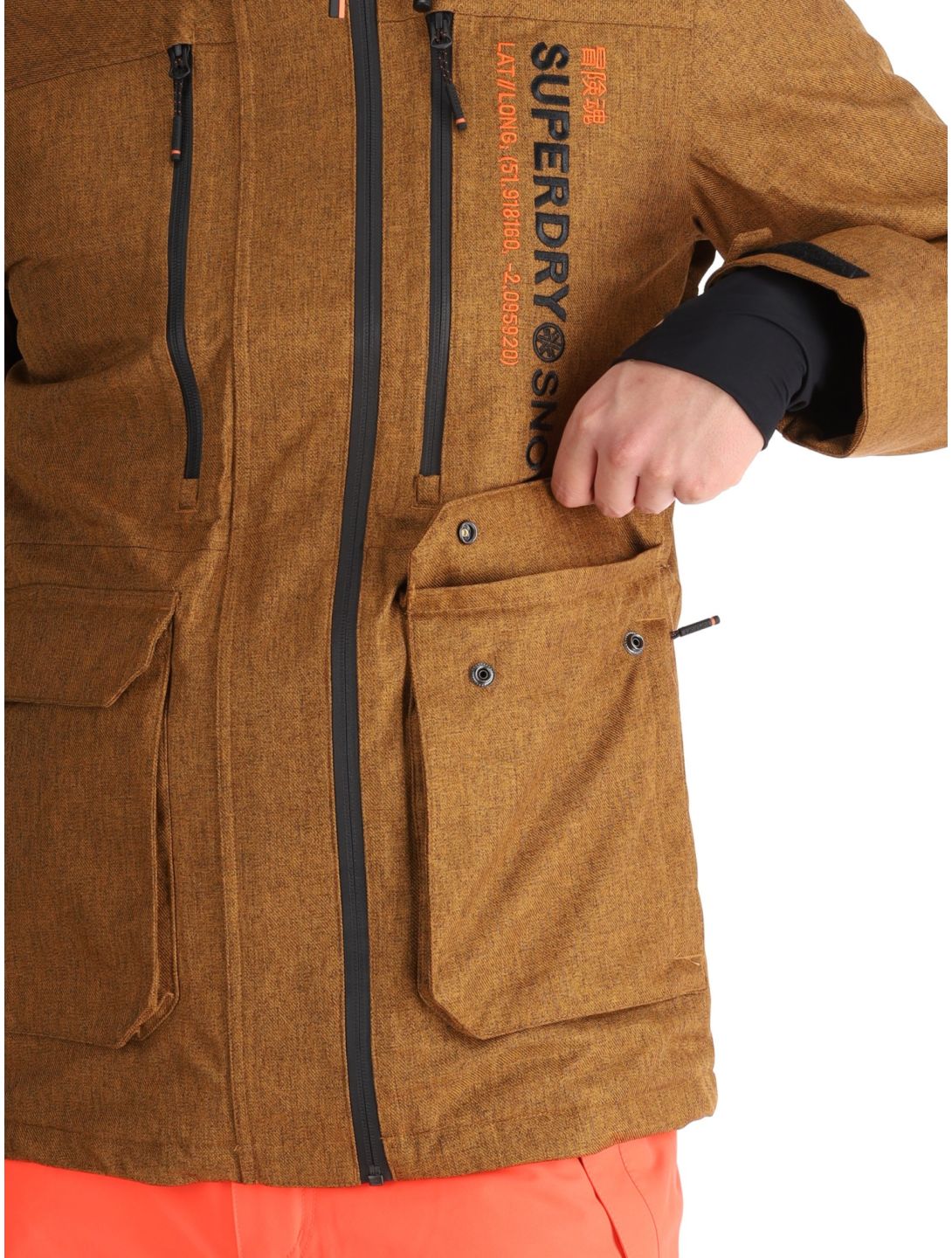 Superdry, Ski Peak Rescue ski-jas heren Tobacco Brown Marl bruin 