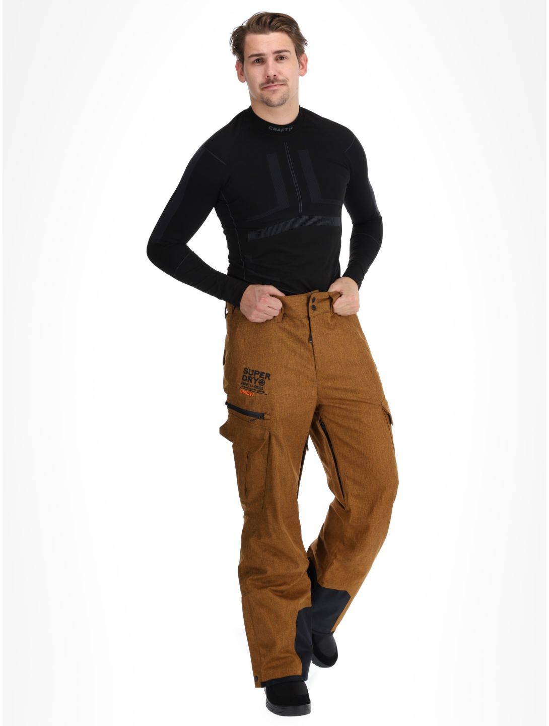 Superdry, Ski Peak Rescue skibroek heren Tobacco Brown Marl bruin 