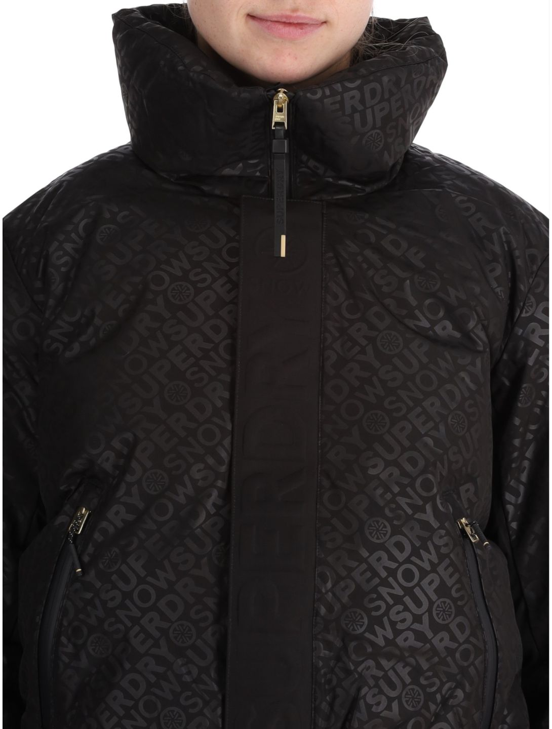 Superdry, Ski Slalom Puffer ski-jas dames Superdry Monogram Black Luxe wit, zwart 