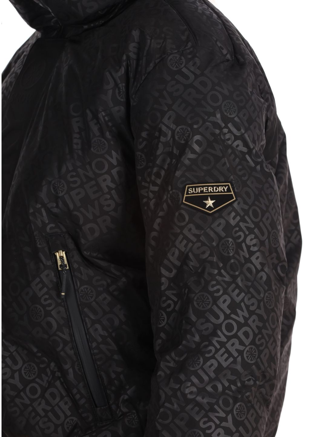 Superdry, Ski Slalom Puffer ski-jas dames Superdry Monogram Black Luxe wit, zwart 