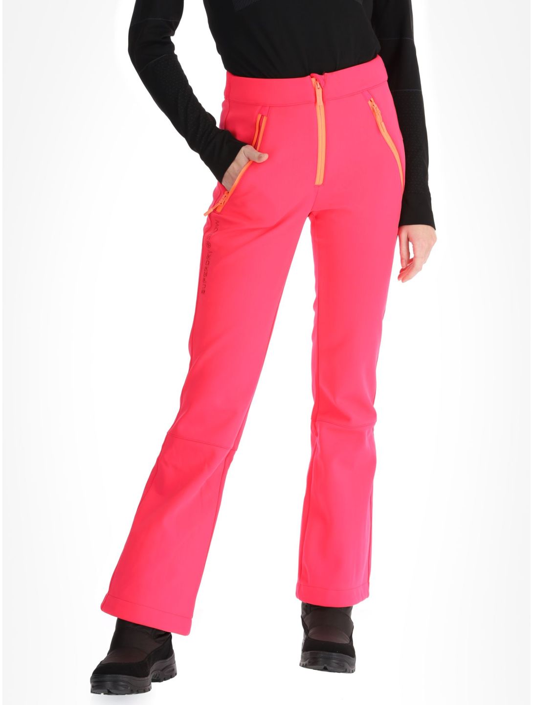 Superdry, Ski Softshell Slim softshell skibroek dames Hyper Fire Pink roze 