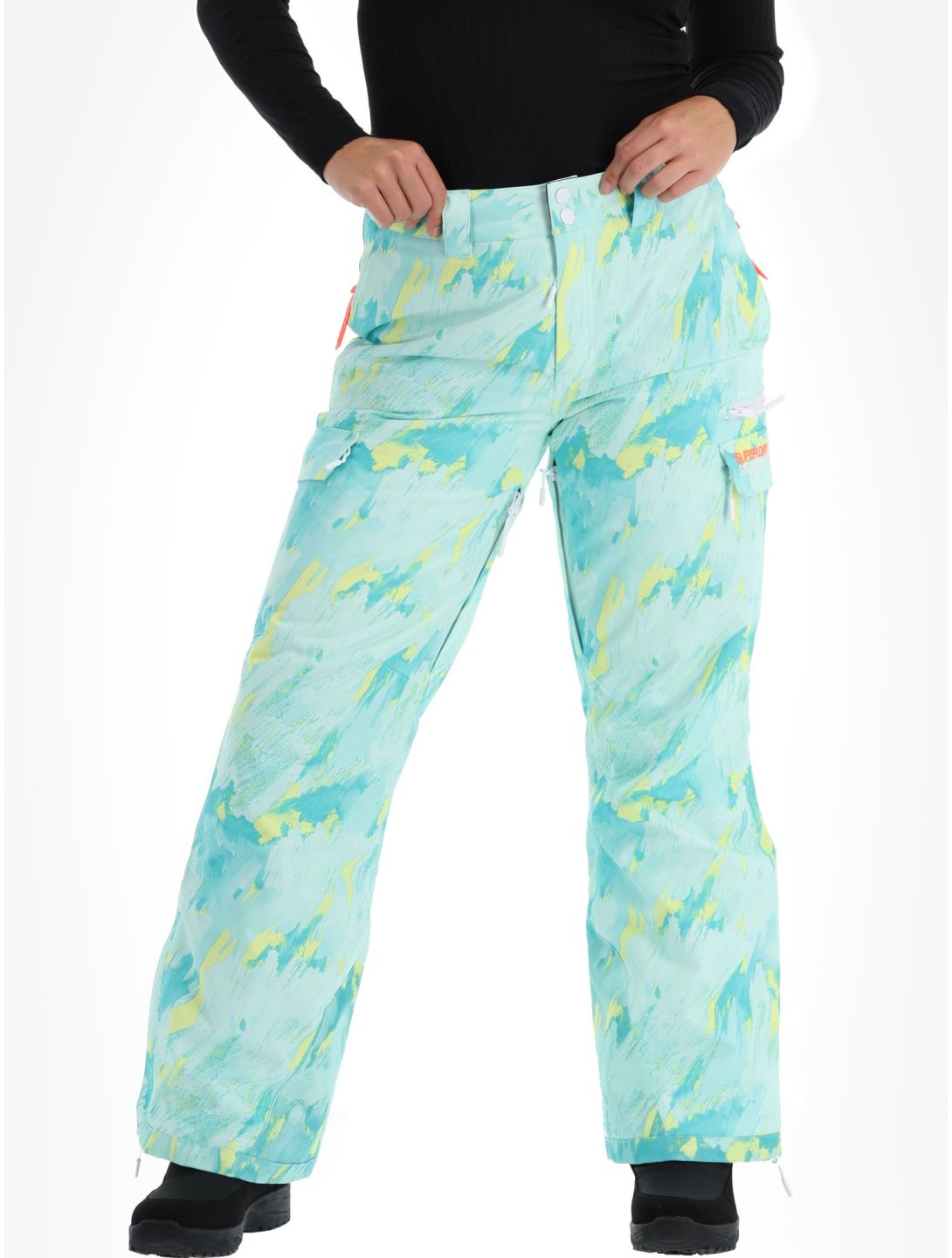 Superdry, Ski Ultimate Rescue skibroek dames Abstract Teal Lime groen 