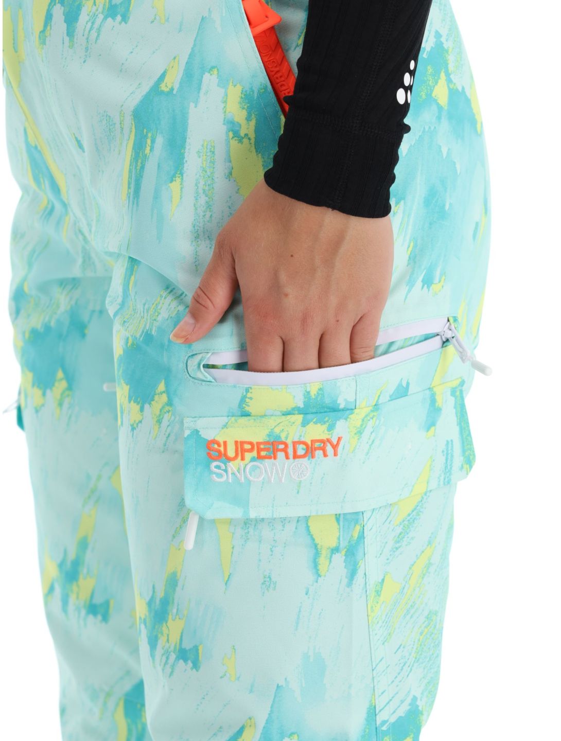 Superdry, Ski Ultimate Rescue skibroek dames Abstract Teal Lime groen 