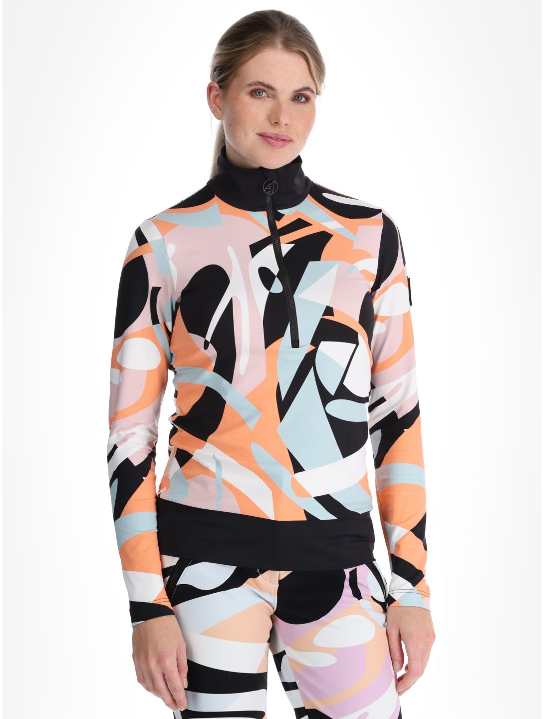 Toni Sailer, Wieka Print skipully dames Clementine Sorbet oranje 