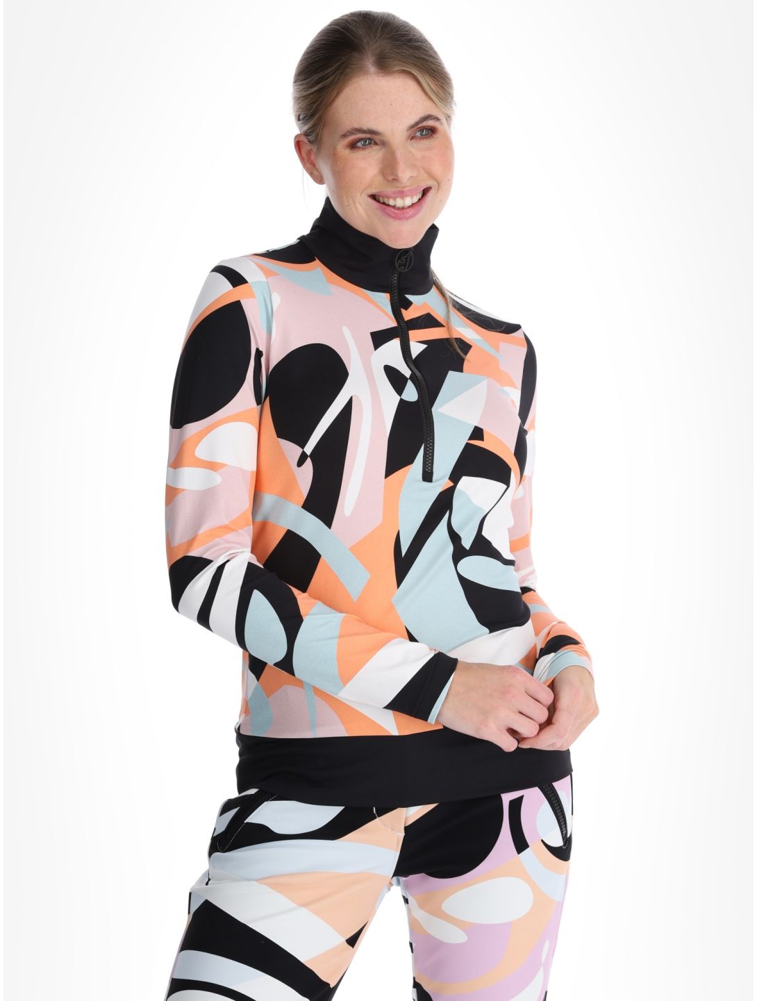 Toni Sailer, Wieka Print skipully dames Clementine Sorbet oranje 