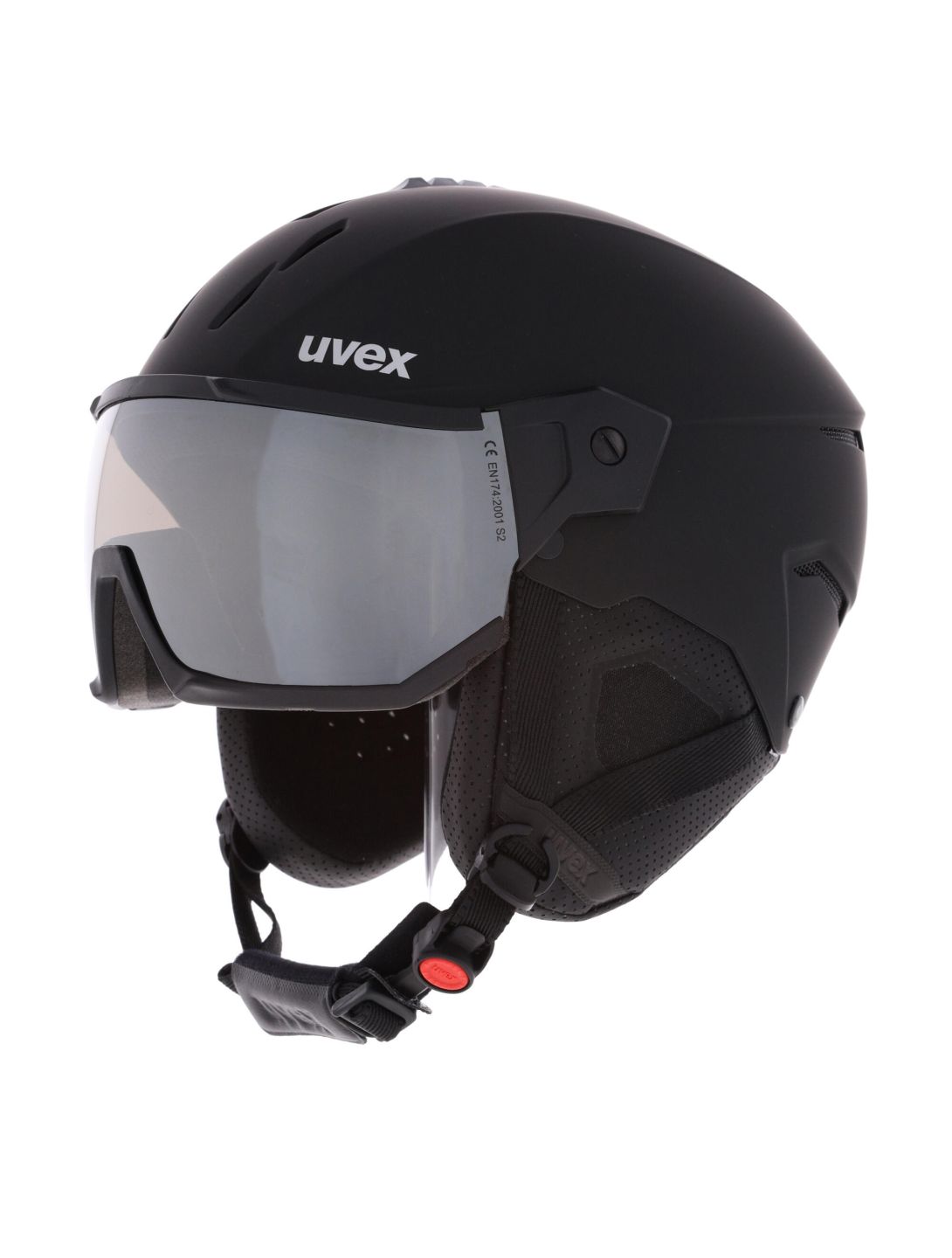 Uvex, Instinct Visor skihelm met vizier unisex Black Matt / Mirror Silver zwart 