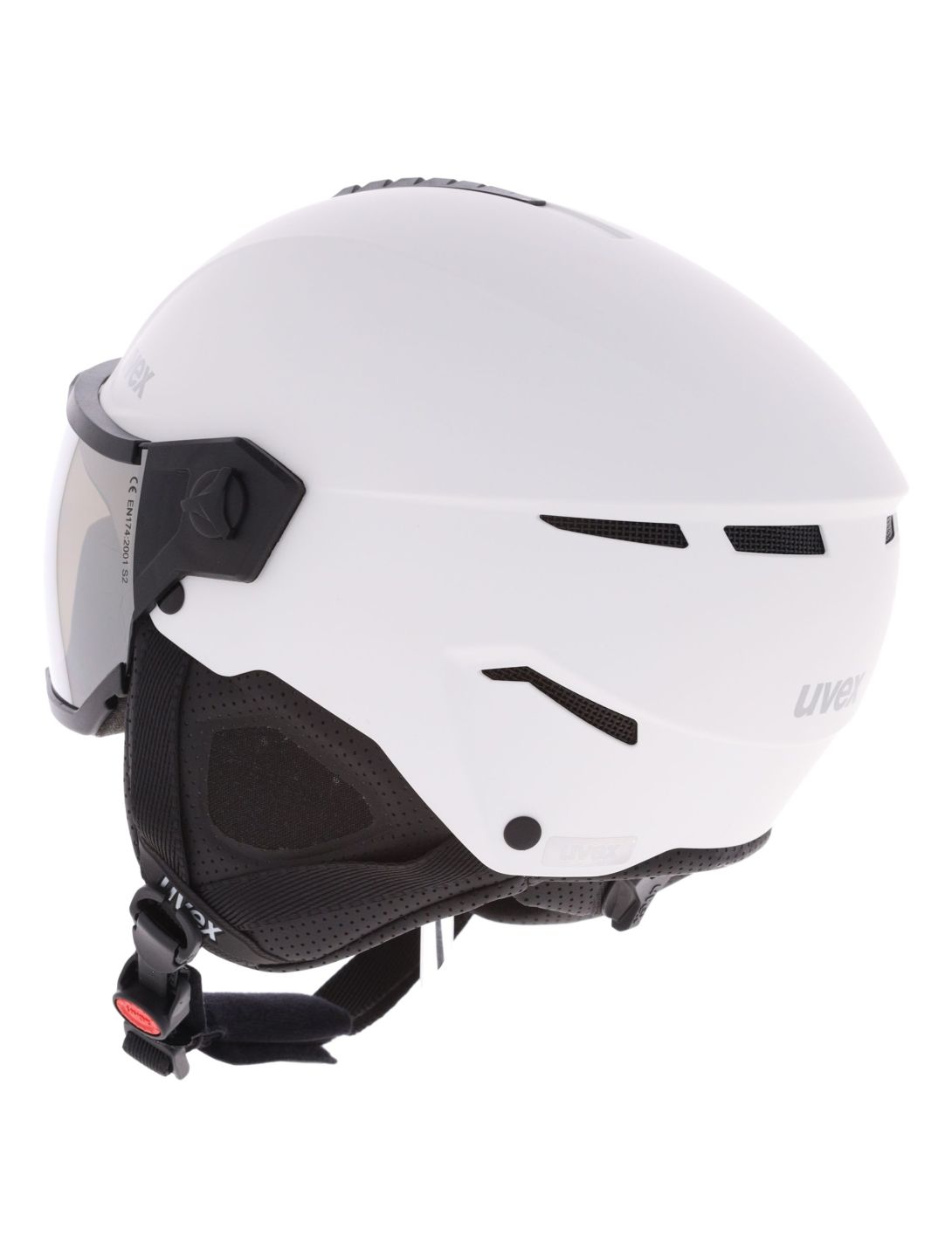 Uvex, Instinct Visor skihelm met vizier unisex White-Black Matt /Mirror Silver wit, zwart 