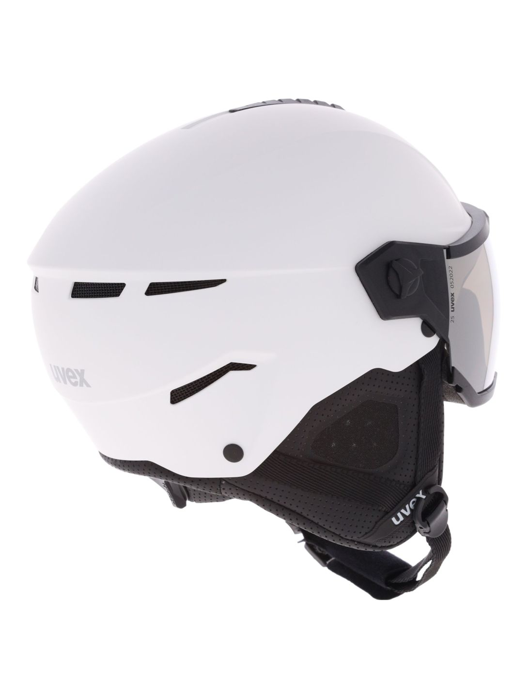 Uvex, Instinct Visor skihelm met vizier unisex White-Black Matt /Mirror Silver wit, zwart 