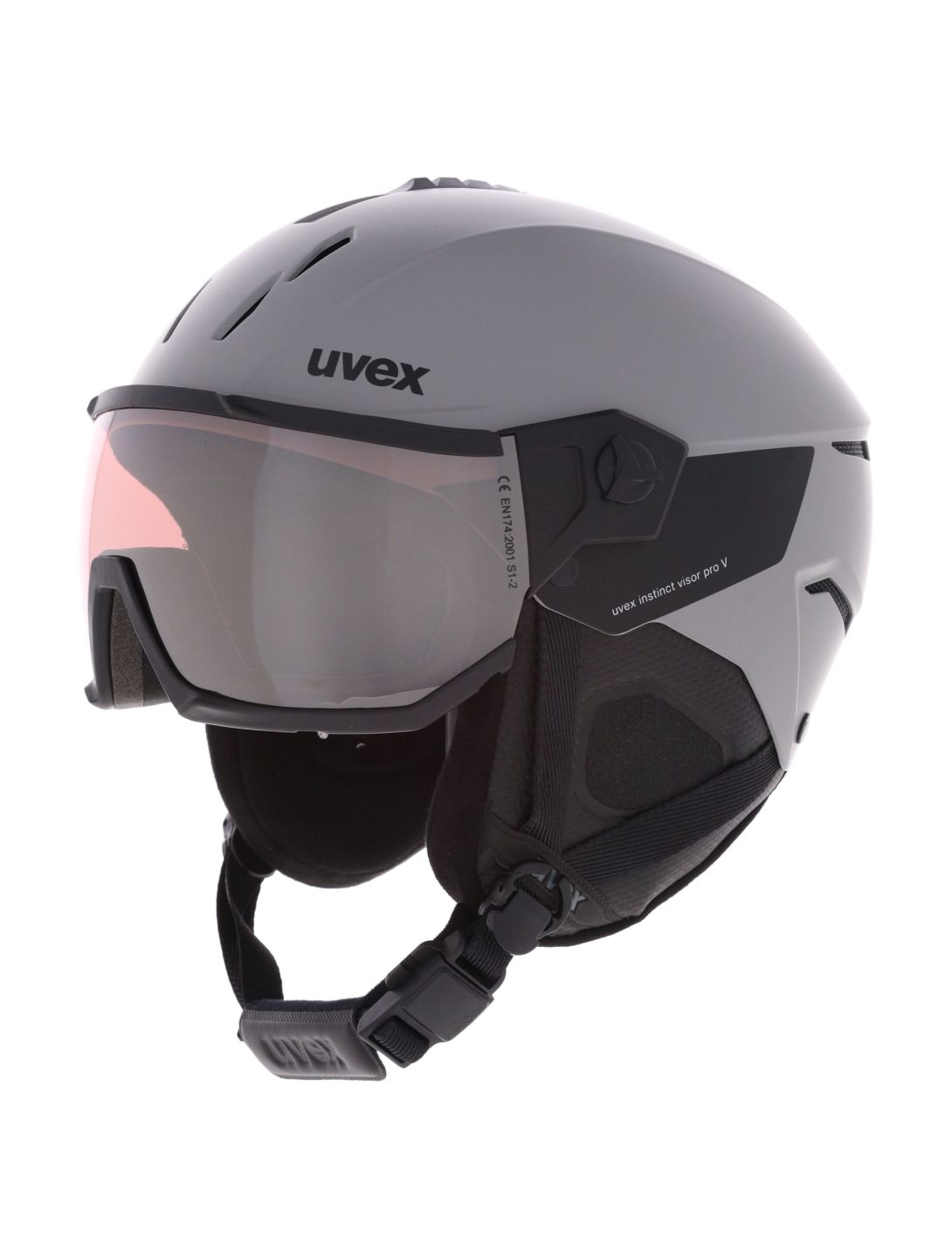 Uvex, Instinct Visor Pro V skihelm met vizier unisex Grey Matt / Silver grijs 