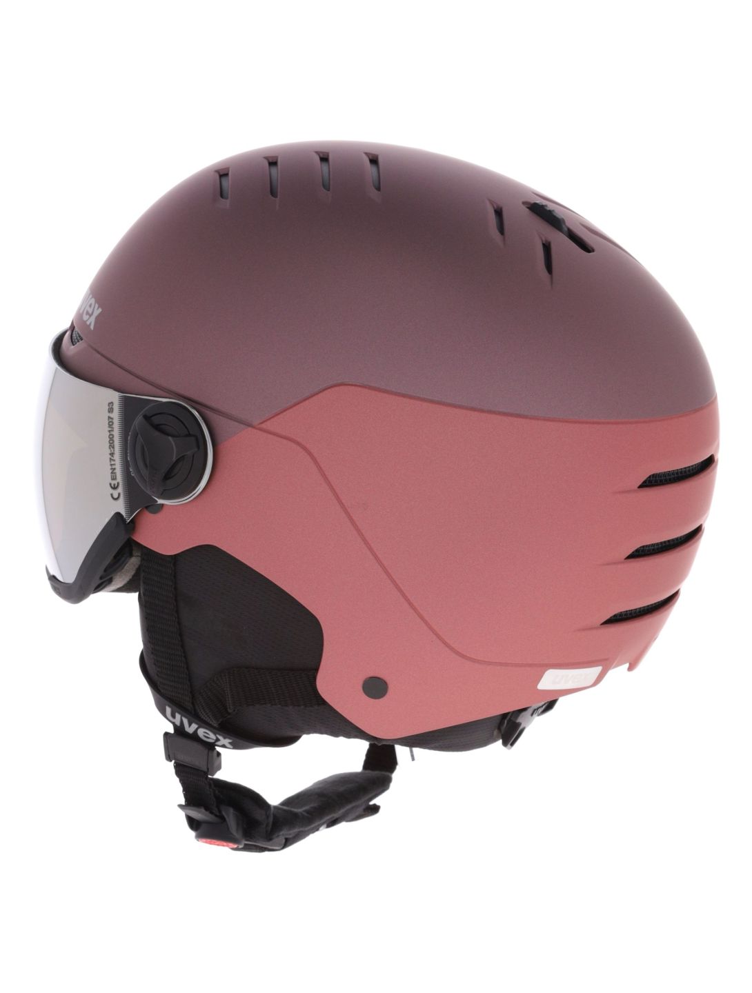 Uvex, Wanted Visor skihelm met vizier unisex Bramble Antique Rose Matt / Mirror Silver paars, roze 