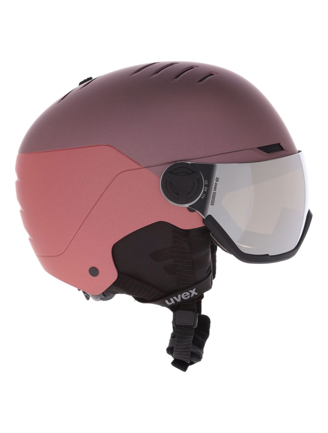 Uvex, Wanted Visor skihelm met vizier unisex Bramble Antique Rose Matt / Mirror Silver paars, roze 