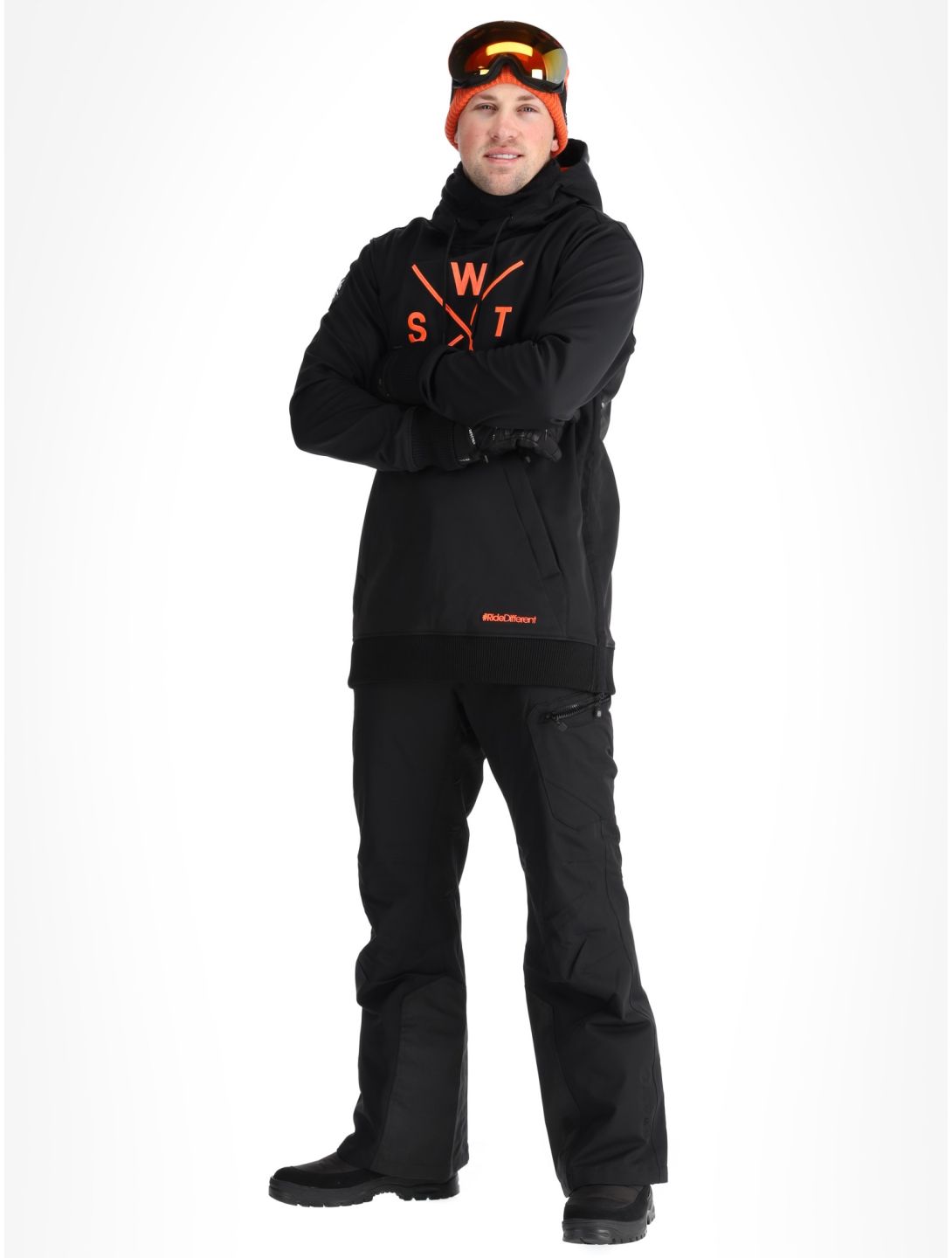 Watts, ORBITAL softshell ski-jas heren Black / Fluo Orange oranje, zwart 