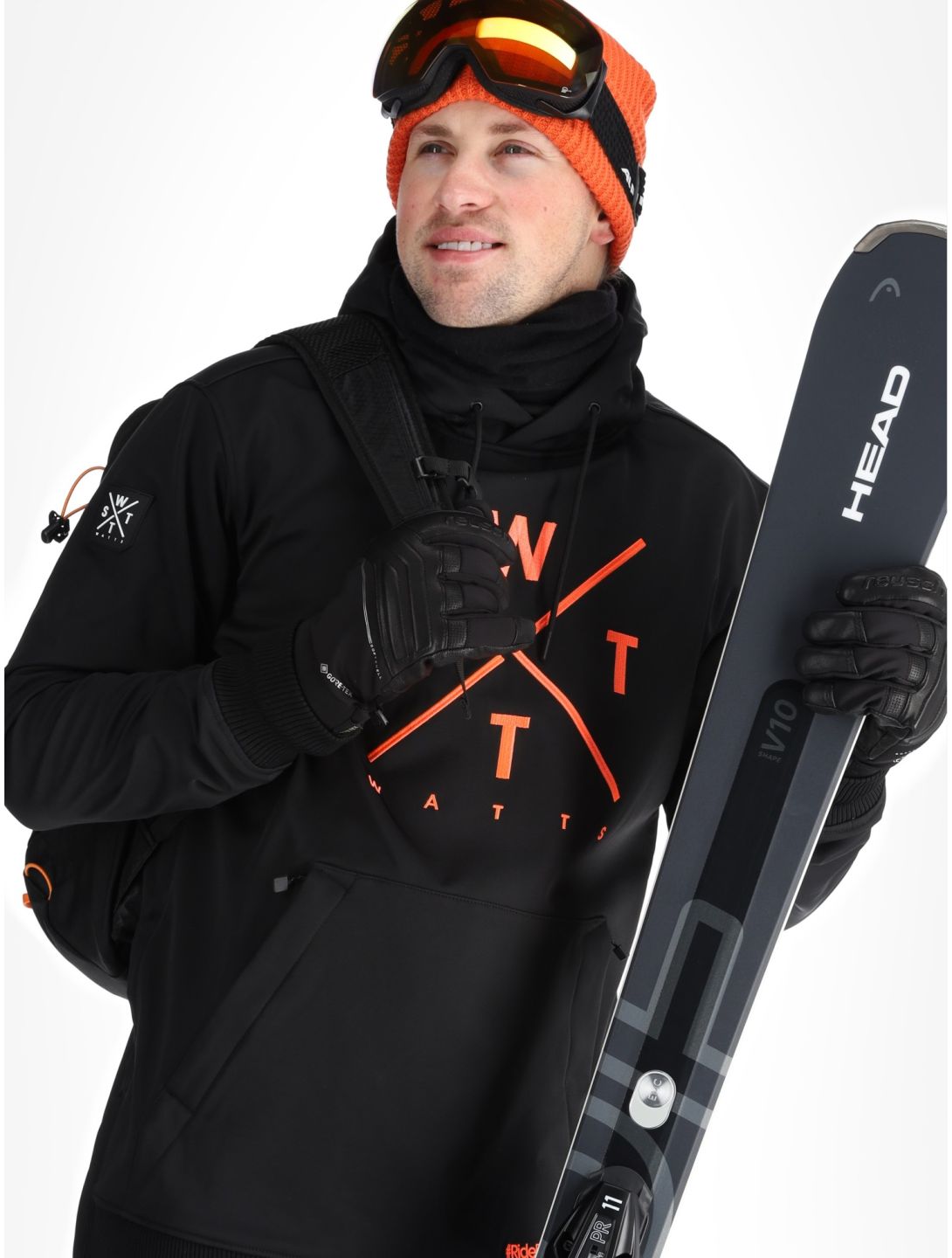 Watts, ORBITAL softshell ski-jas heren Black / Fluo Orange oranje, zwart 