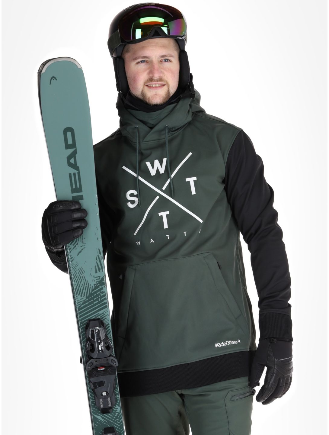 Watts, ORBITAL softshell ski-jas heren Forest / White groen, wit, zwart 