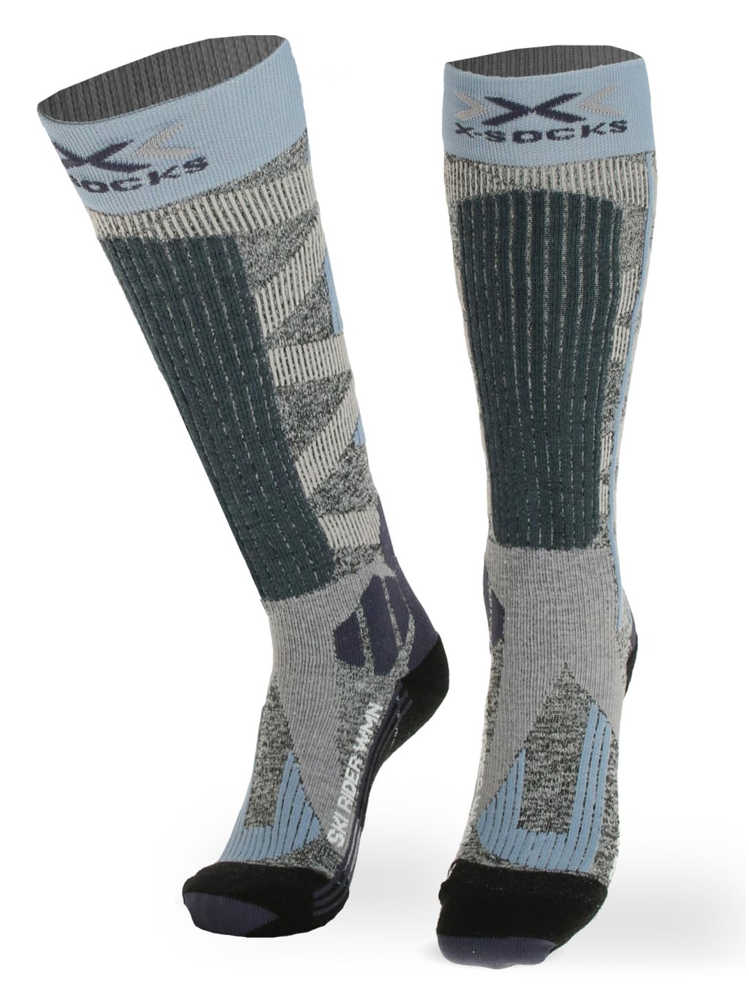 X-socks, Ski Rider 4.0 W skisokken dames Grey / Blue blauw, grijs 