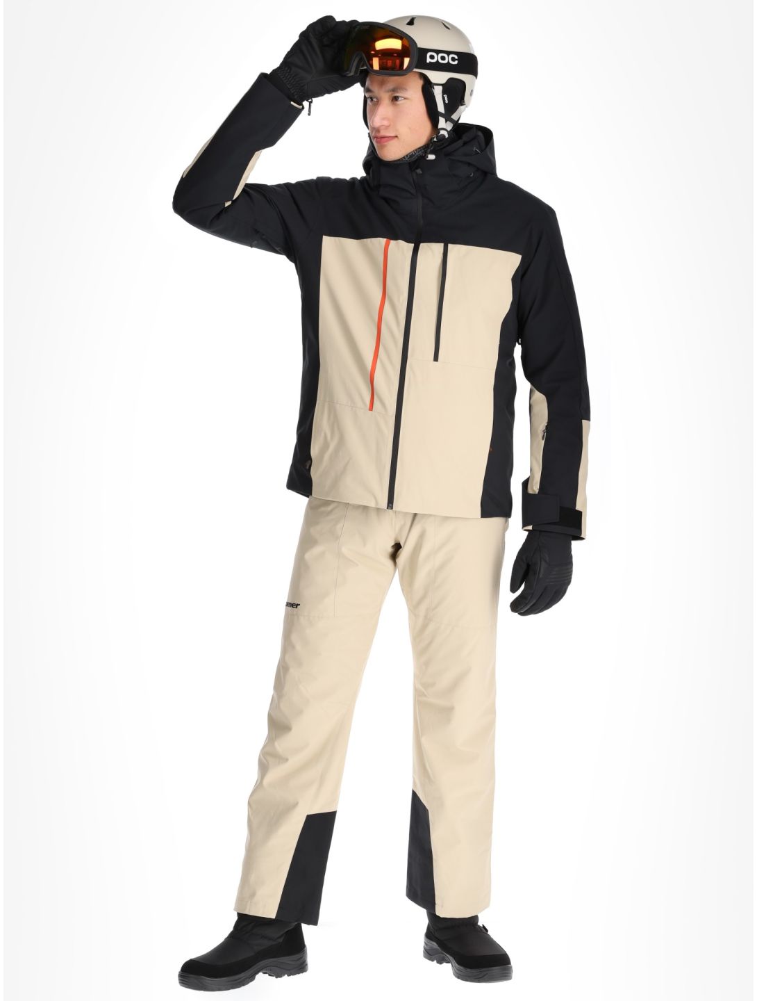 Ziener, Taponga ski-jas heren Cashew Ripstop beige, zwart 