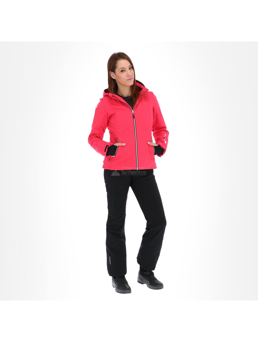 CMP, Softshell jacket zip hood, softshell ski-jas, dames, rhodamine roze