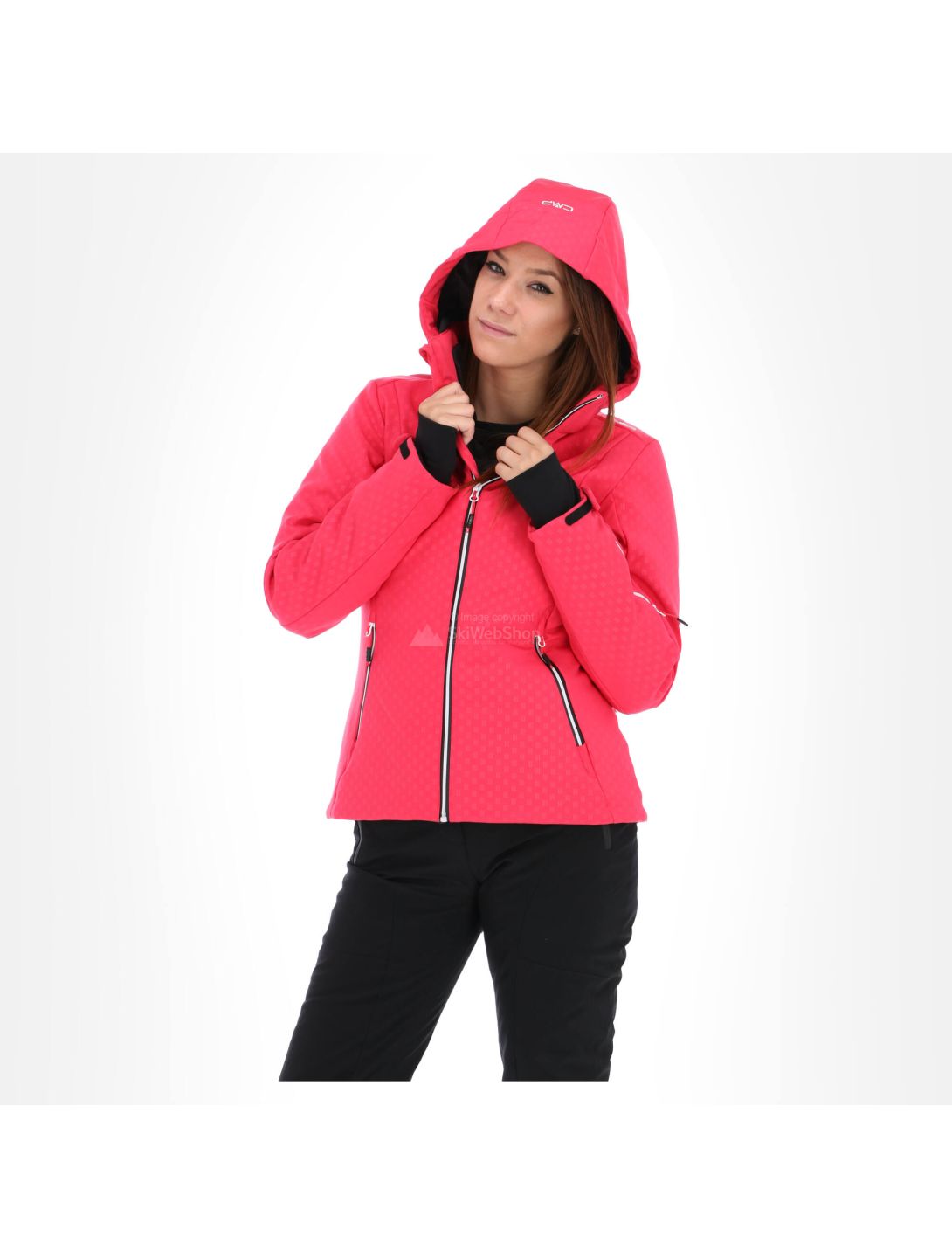 CMP, Softshell jacket zip hood, softshell ski-jas, dames, rhodamine roze