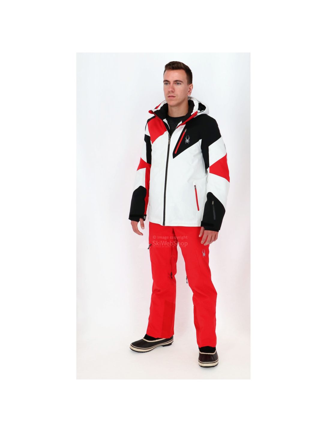 Spyder, Leader ski-jas, heren, wit - zwart -rood