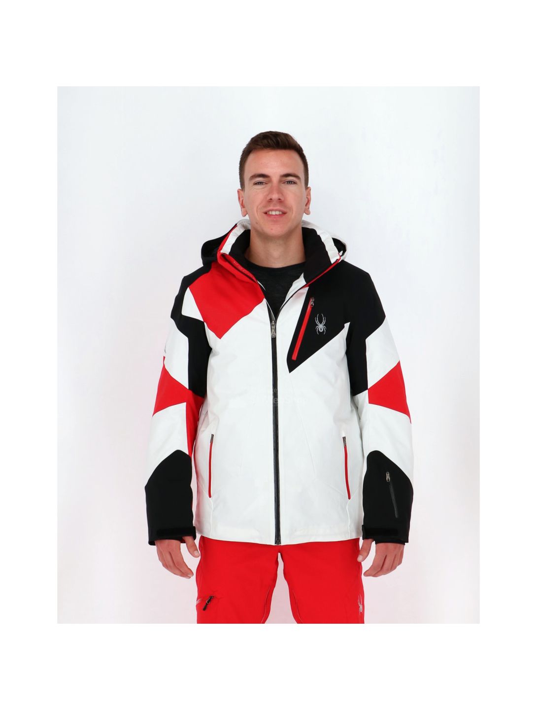 Spyder, Leader ski-jas, heren, wit - zwart -rood