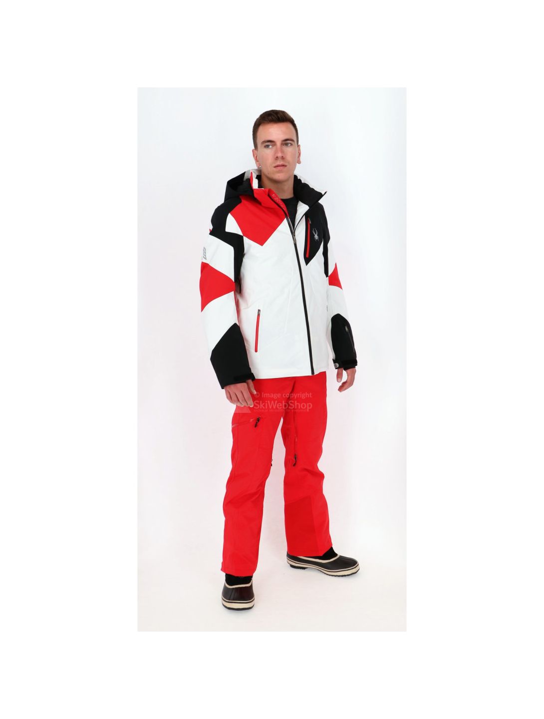 Spyder, Leader ski-jas, heren, wit - zwart -rood