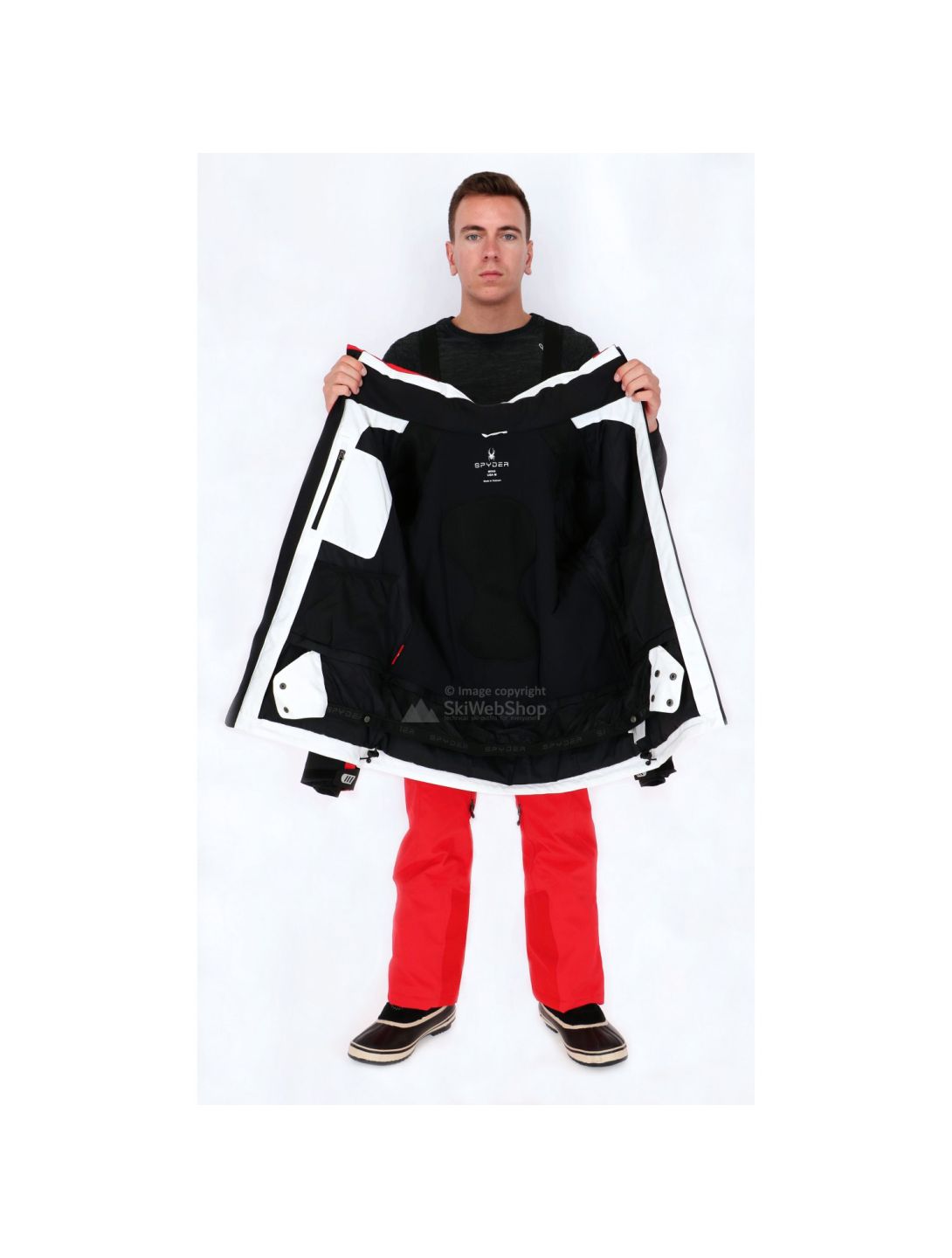 Spyder, Leader ski-jas, heren, wit - zwart -rood