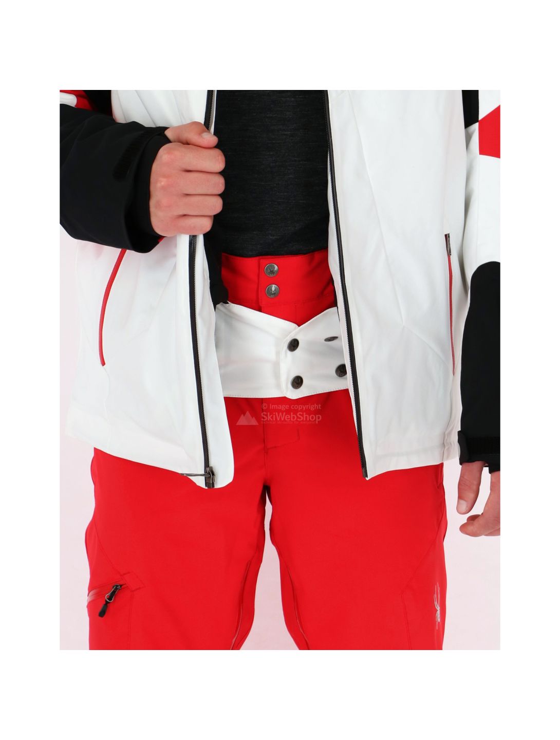 Spyder, Leader ski-jas, heren, wit - zwart -rood