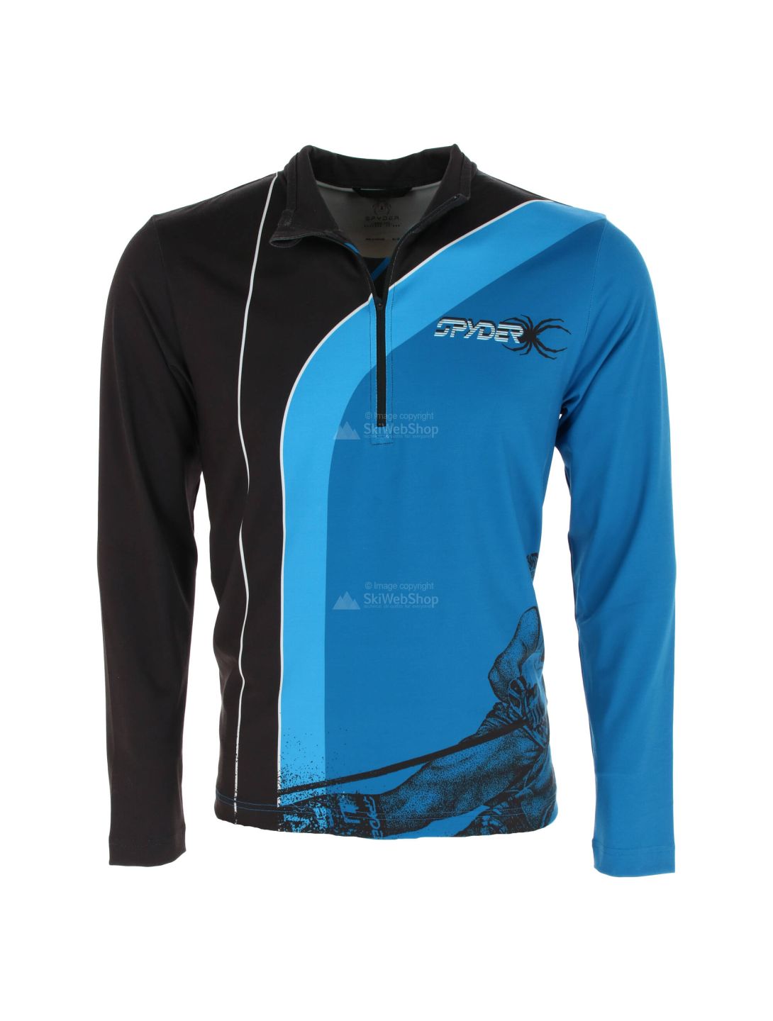 Spyder, Rival zip T-neck, skipully, heren, blauw/zwart