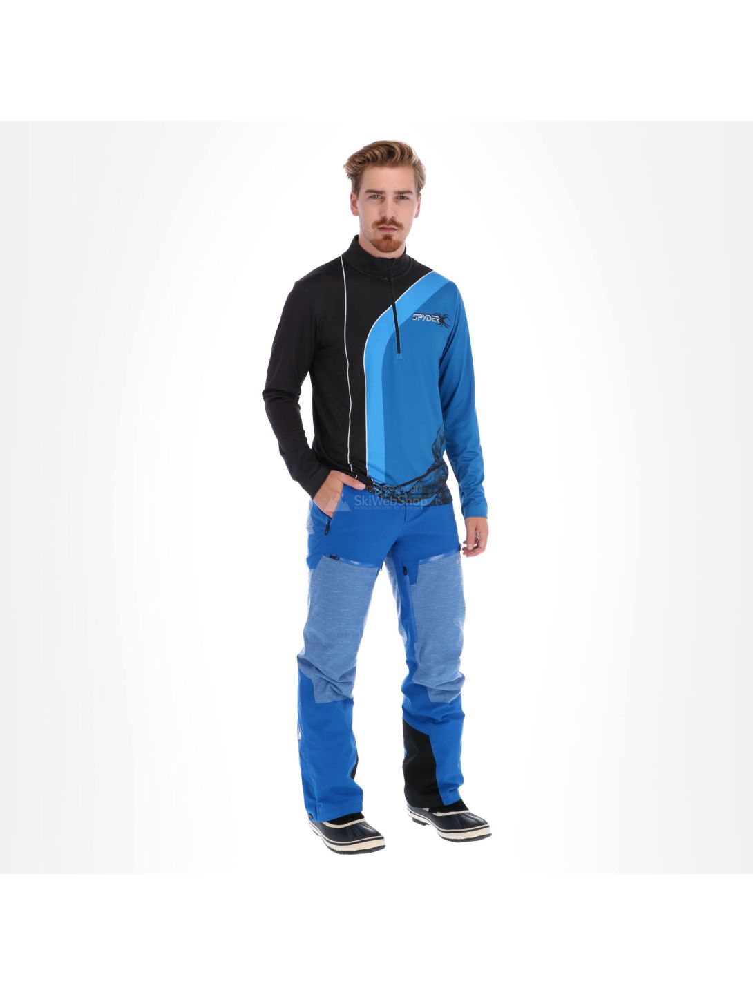 Spyder, Rival zip T-neck, skipully, heren, blauw/zwart