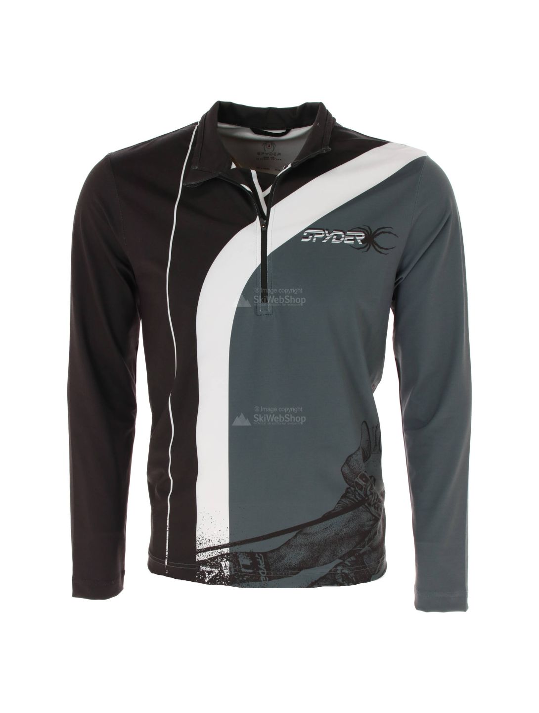 Spyder, Rival zip T-neck, skipully, heren, wit/zwart