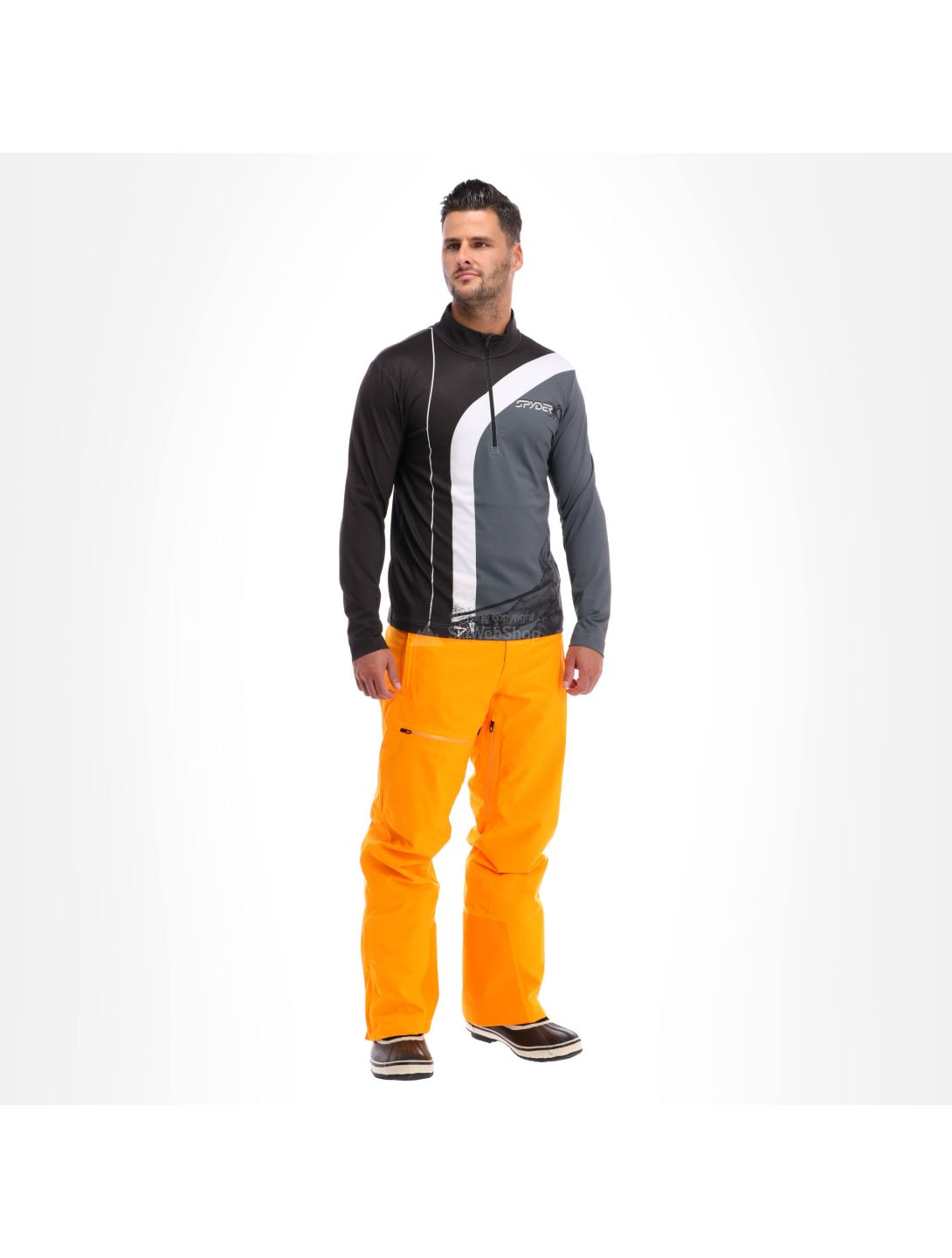 Spyder, Rival zip T-neck, skipully, heren, wit/zwart