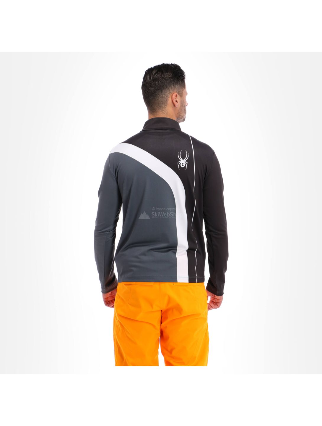 Spyder, Rival zip T-neck, skipully, heren, wit/zwart