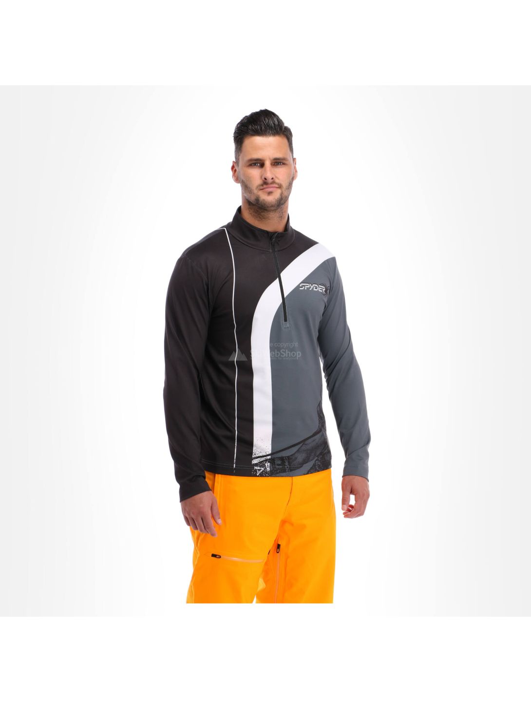 Spyder, Rival zip T-neck, skipully, heren, wit/zwart