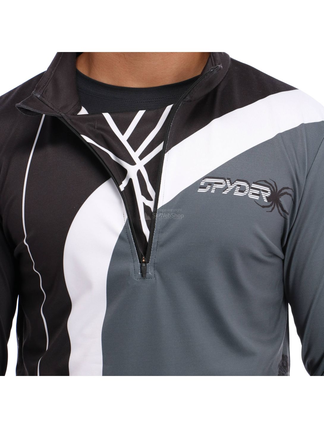 Spyder, Rival zip T-neck, skipully, heren, wit/zwart