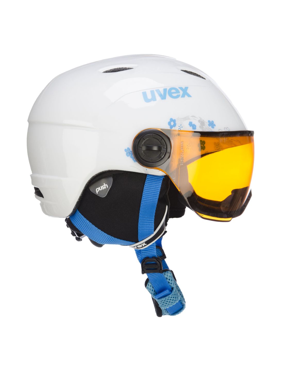 Uvex, Junior vizier skihelm, Kinderen, wit - turkoois 