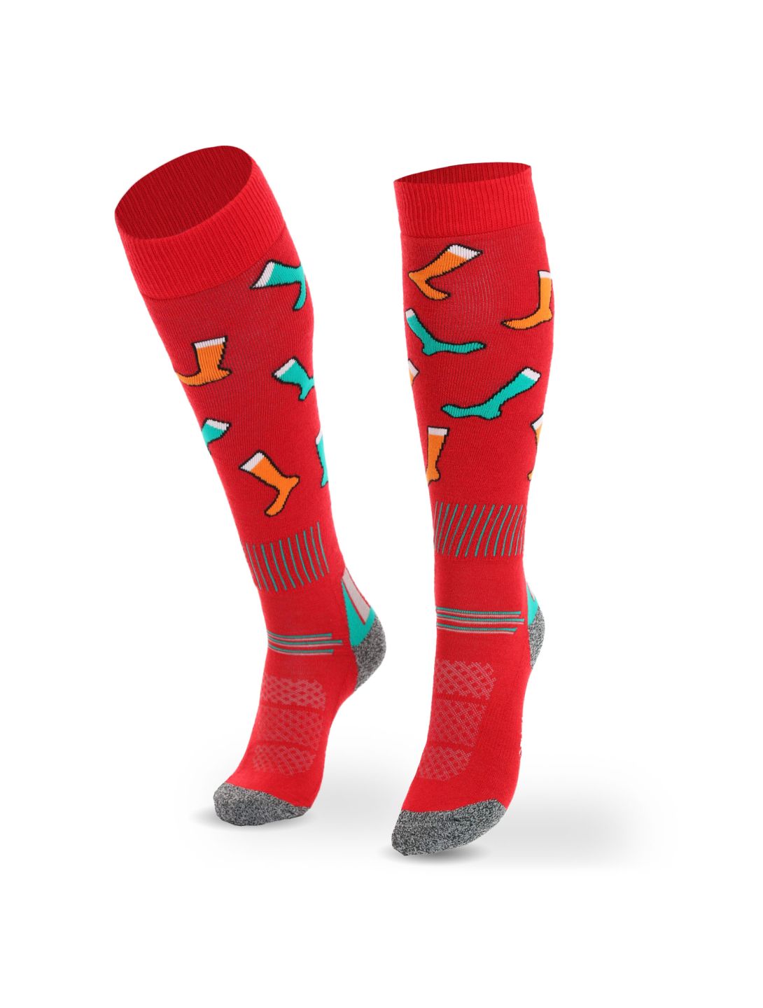 Deluni, Joyride skisokken unisex Socks On Socks Red rood 